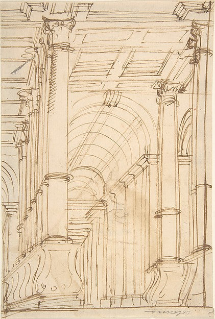 Interior with Columns and Vault 17th cent-Anonymous, Italian, , Poster Print