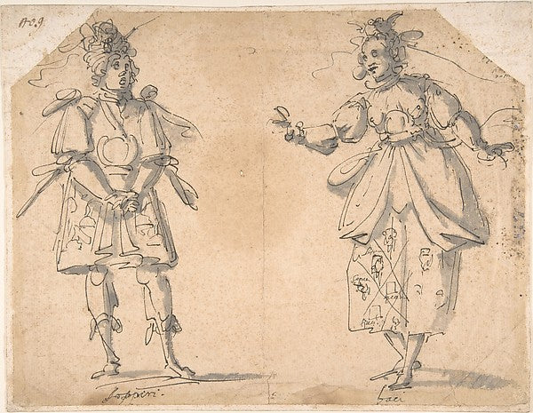 Drawings for Two Masquerade or Ballet Costumes  1554–1627-Giov,  Poster Print Wall Art