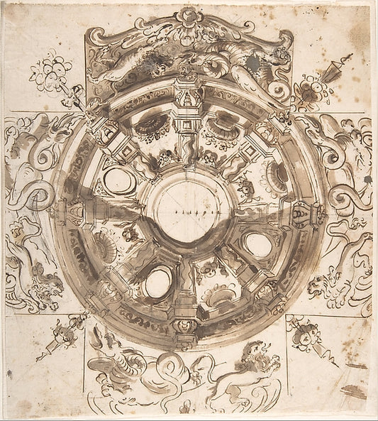 Study for a Ceiling Decoration 1600–1699-Anonymous, Italian, R,16x12"(A3) Poster