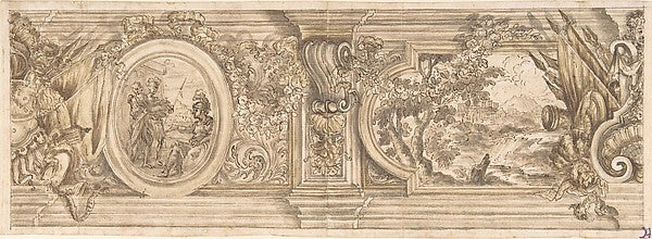 Architectural Design with a Decorated Frieze Containing a Hist, Poster Print
