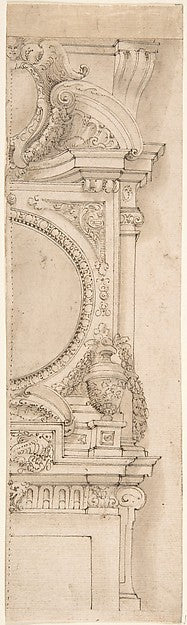 Design for the right half of a chimneypiece 17th cent-Anonymou,  Poster Print Wall Art