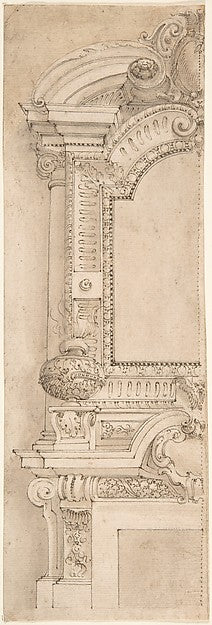 Design for the left half of a chimneypiece 17th cent-Anonymous,  Poster Print Wall Art