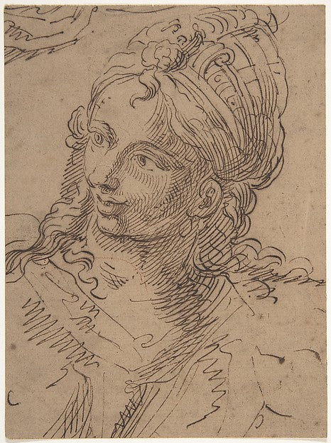 Head of Woman 17th cent-Anonymous, Italian, 17th cent,16x12"(A3) Poster