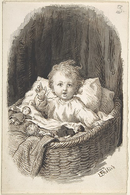 Child in a Crib 1835–1903-Lorenz Frølich,  Poster Print Wall Art