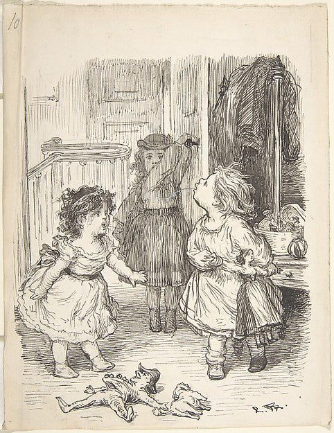 Three Little Girls in a Room Arguing and Spitting 1835–1903-Lo,  Poster Print Wall Art
