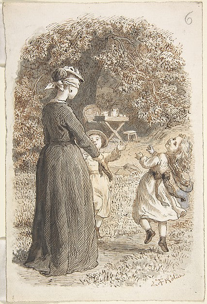 A Mother and Two Children Playing Blind Man's Bluff 1835–1903,16x12"(A3) Poster