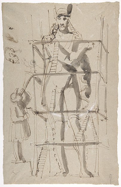 Sculptor at Work on a Colossal Statue mid-18th–18th cent-Carl,16x12"(A3) Poster