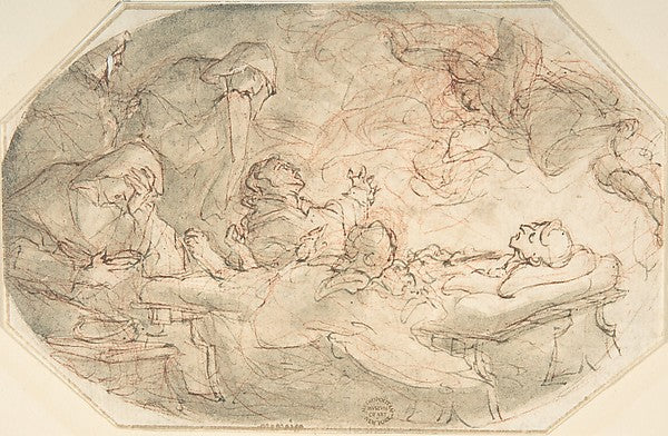Death of a Saint 1600–1800-Anonymous, Italian, 17th or 18th ce,16x12"(A3)Poster