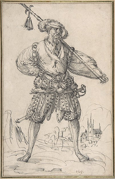 Standing Soldier 1550–91-Circle of Jost Amman,16x12"(A3) Poster