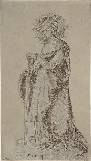 Saint Catherine Leaning on a Sword c1503–4-Hans Baldung   1484,16x12"(A3)Poster