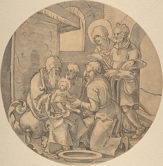 The Circumcision of Christ 1510–50-Sebald Beham,16x12"(A3) Poster