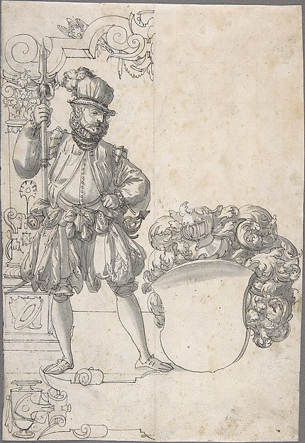 Design for Stained Glass: A Halbardier by an Unfinished Coat o,  Poster Print