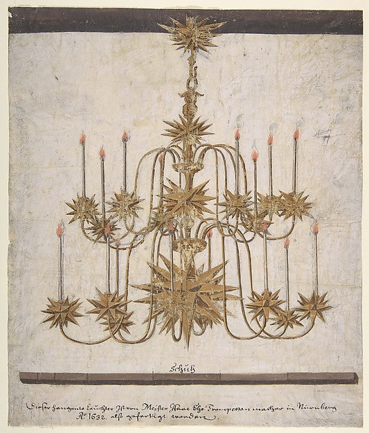 Design for a Chandelier with Sixteen Candles 1632-Isaak Ehe,  Poster Print Wall Art