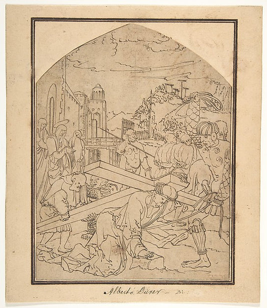 Christ Carrying the Cross 16th cent-Circle of  Wolfgang Huber,16x12"(A3) Poster