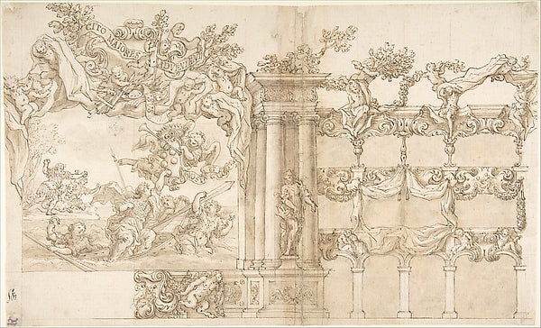 Design for a Theatre  or Hall for a Special Fête 1688–90-Attri,16x12"(A3) Poster