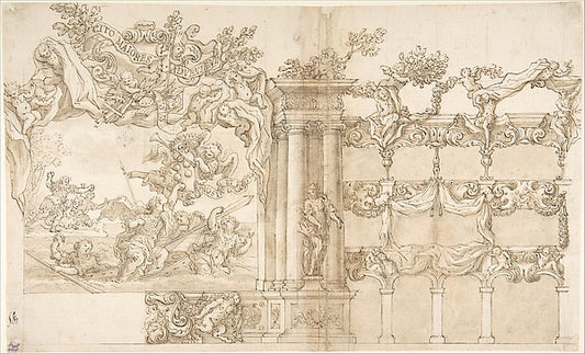 Design for a Theatre  or Hall for a Special Fête 1688–90-Attri,16x12"(A3) Poster