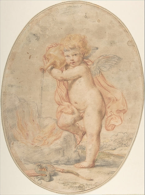 Cupid Pouring Water on a Burning Heart 18th cent-Anonymous, It,16x12"(A3) Poster