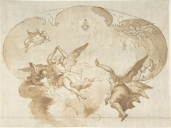 Adoration of the Burning Heart: Ceiling Design 17th cent-Anony,16x12"(A3) Poster