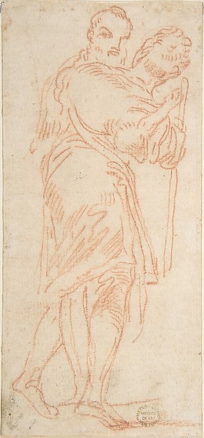 Two Standing Men  One Carrying a Lamb 17th cent-Anonymous, Ita,16x12"(A3) Poster