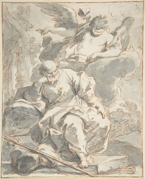 Angel Appearing to an Old Man 18th cent-Anonymous, Italian, fi,16x12"(A3) Poster