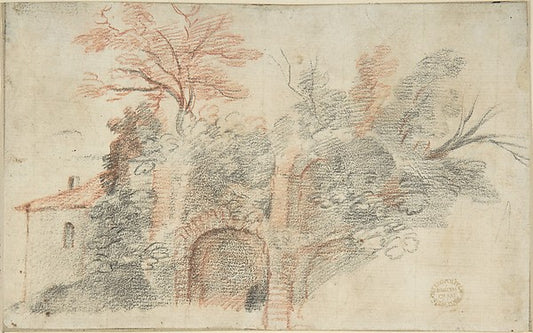 Ruins and Trees 17th cent-Anonymous, Italian, Roman-Bolognese,,16x12"(A3) Poster