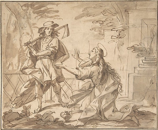 Christ and Mary Magdalen in the Garden 17th cent-Anonymous, It,16x12"(A3) Poster