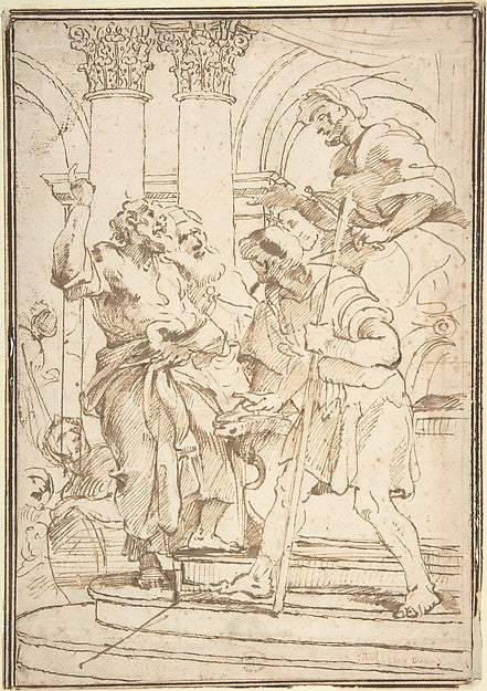 Figures in a Temple 17th cent-Anonymous, Italian, Roman-Bologn,16x12"(A3) Poster
