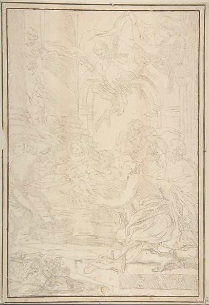 The Adoration of the Shepherds 17th cent-Anonymous, Italian, R,16x12"(A3) Poster