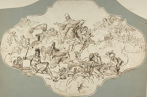 Study for a Ceiling Panel 18th cent-Anonymous, Italian, Roman,16x12"(A3) Poster
