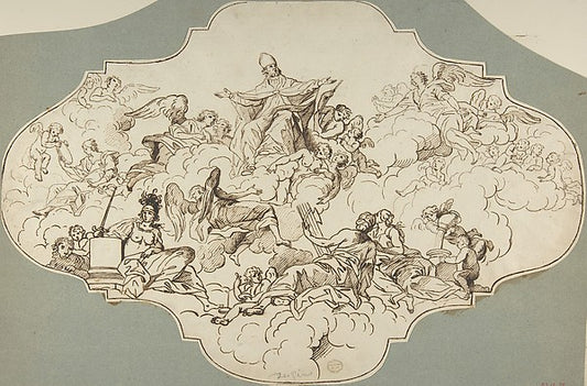 Study for a Ceiling Panel 18th cent-Anonymous, Italian, Roman,16x12"(A3) Poster