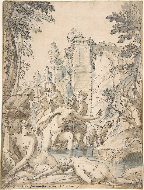 Diana and Actaeon 1580–1604-Georg Pecham,16x12"(A3) Poster
