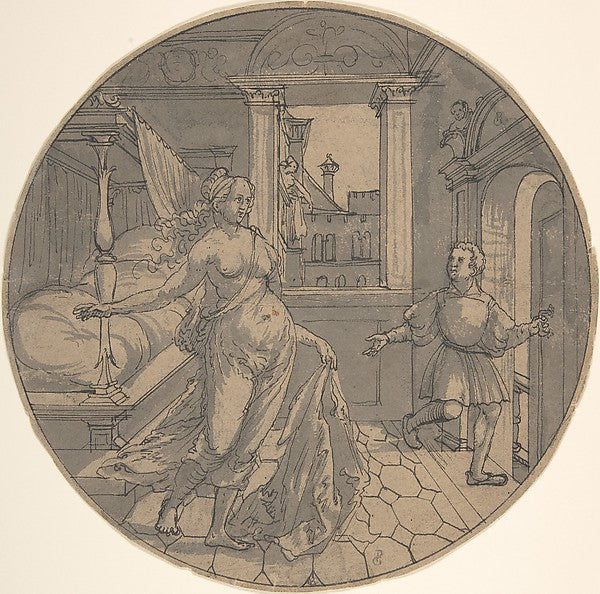 Joseph and Potiphar's Wife 1510–50-Georg Pencz,16x12"(A3) Poster