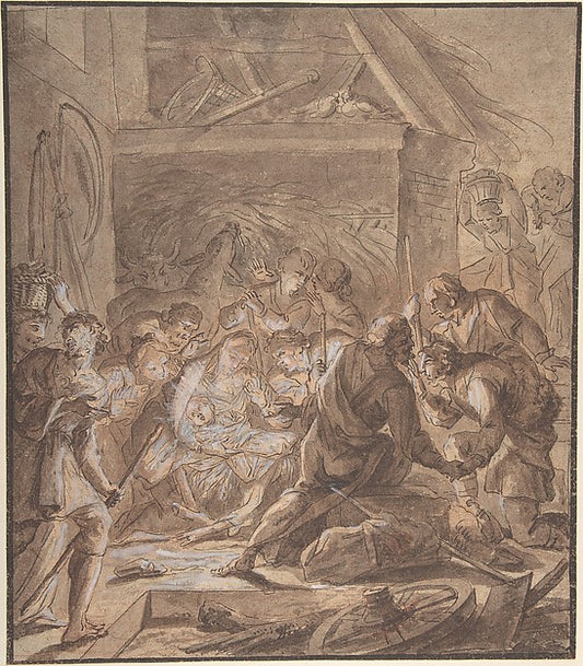Adoration of the Shepards late 17th–mid-18th cent-Johann Danie,16x12"(A3) Poster