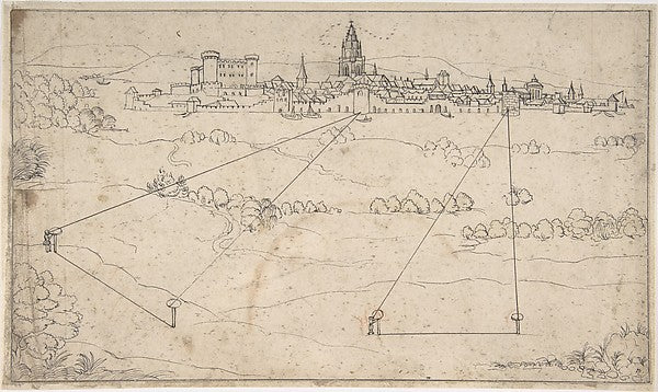 Perspectival Study with a View of a Medieval City 1600–1650-At,16x12"(A3) Poster