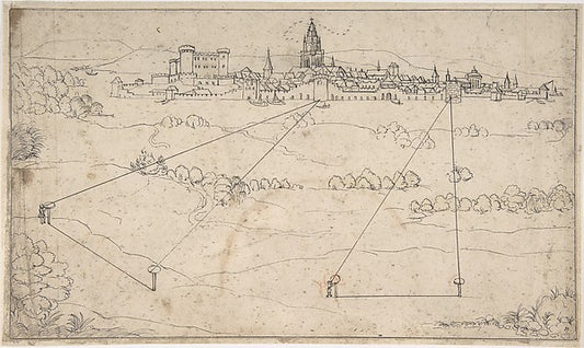 Perspectival Study with a View of a Medieval City 1600–1650-At,16x12"(A3) Poster