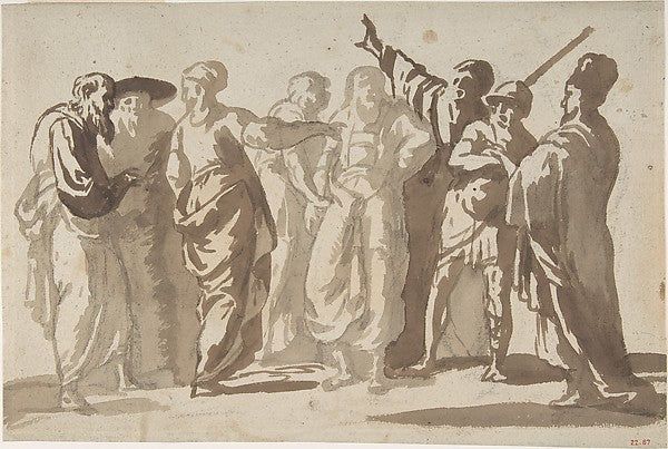 Group of Men 17th cent-Master of the Large Figure Brush Drawin,16x12"(A3) Poster