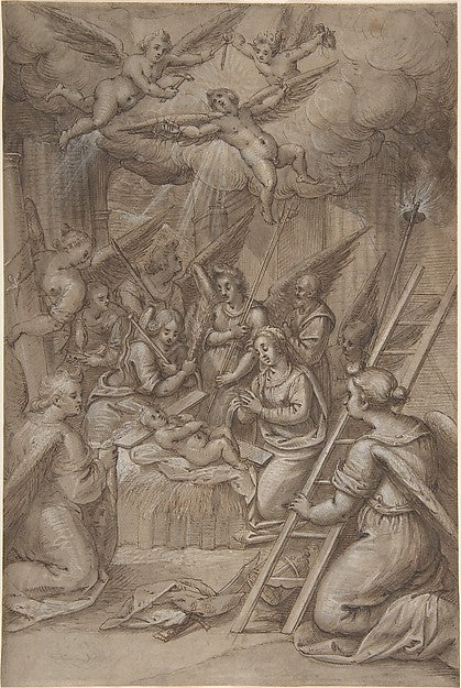 The Christ Child Adored by Angels late 16th–mid-17th cent-Gott,  Poster Print Wall Art
