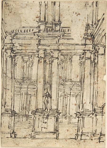 Architectural Drawing 18th cent-Anonymous, Italian, first half,16x12
