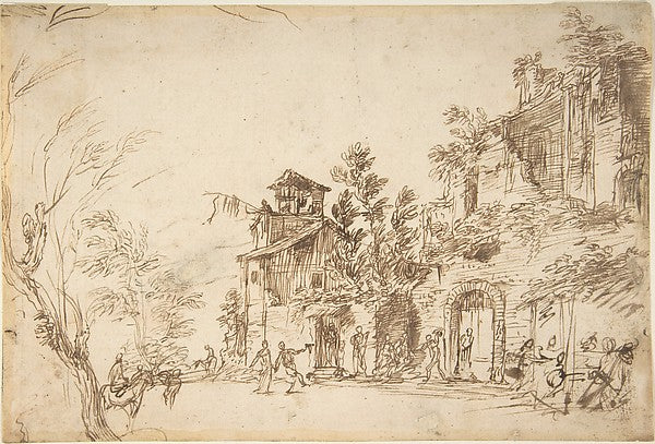 Landscape with Ruins 18th cent-Anonymous, Italian, Venetian, 1,16x12