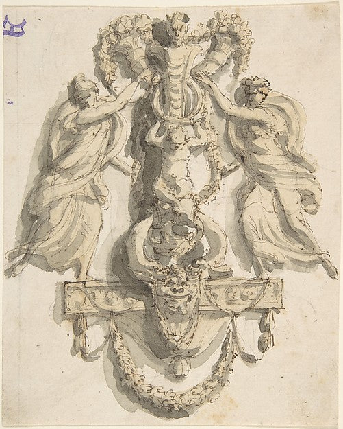 Design for a Door-Knocker  With Two Nymphs 18th cent-Giacomo R,16x12"(A3) Poster