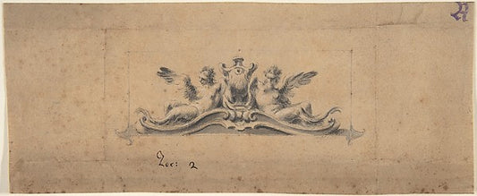 Design for an Overdoor or Headpiece: Two Reclining Figures and,16x12"(A3) Poster