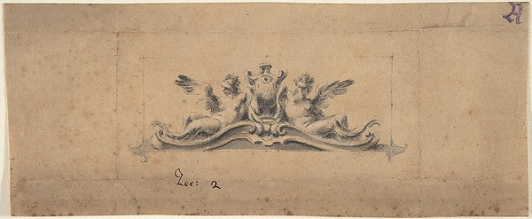 Design for an Overdoor or Headpiece: Two Reclining Figures and,16x12