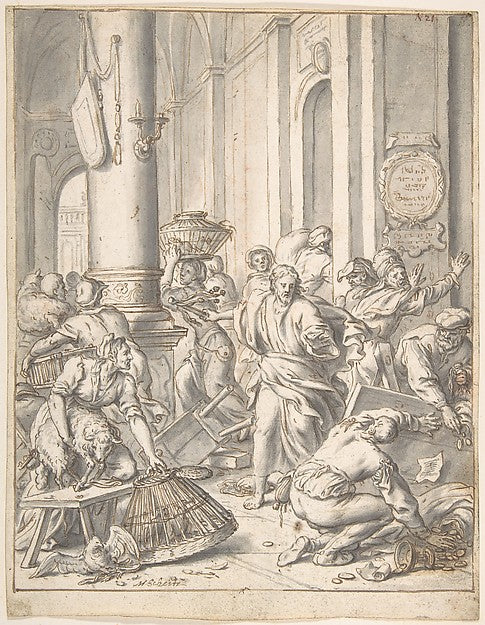 Christ Driving the Money Changers from the Temple c1665–70-Mat,16x12"(A3) Poster