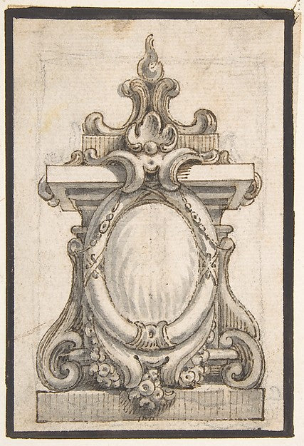 Design for a Cartouche with an Oval Compartment 18th cent-Anon,16x12"(A3) Poster