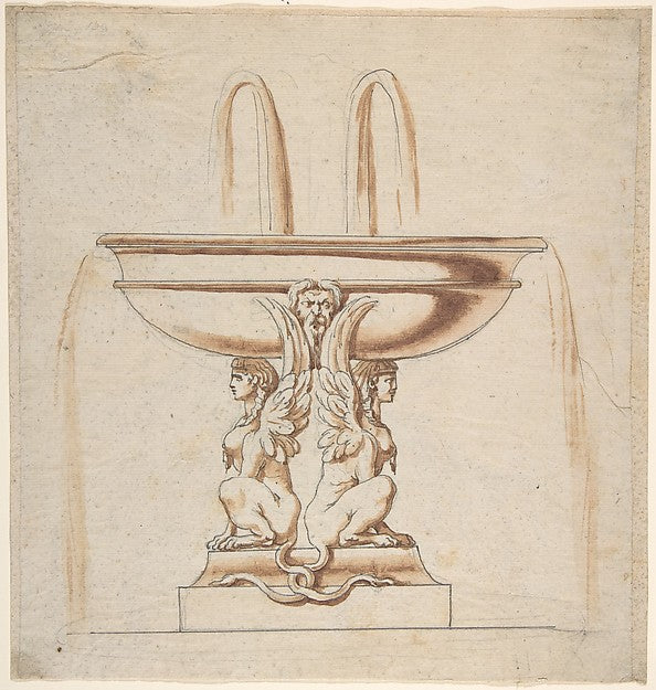 Design for a Fountain: Bowl Supported by Two Sphynxes 18th cen,16x12"(A3) Poster