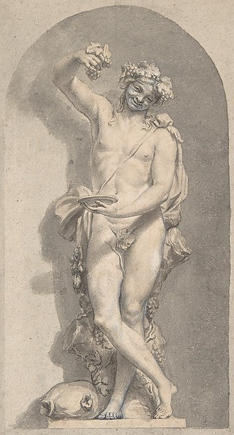 Silhouetted Study of Bacchus in a Niche 18th cent-Anonymous, I,16x12"(A3) Poster
