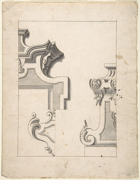 Designs for One Half of an Overdoor  and One Half of a Pedesta,16x12"(A3) Poster