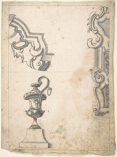 Designs for Parts of Frames and an Amphora 1700–1780-Anonymous,16x12"(A3) Poster