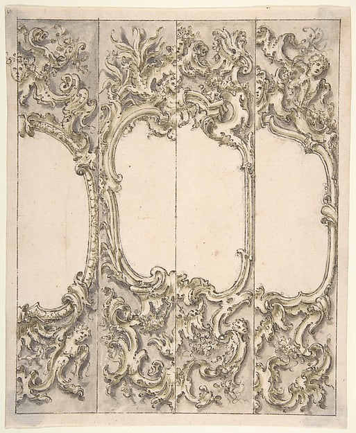 Designs for One Half of a Cartouche in the Rococo style 1700–1,16x12"(A3) Poster