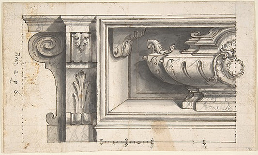 Design for a Sarcophagus or an Urn in a Niche 1700–1780-Anonym,16x12"(A3) Poster